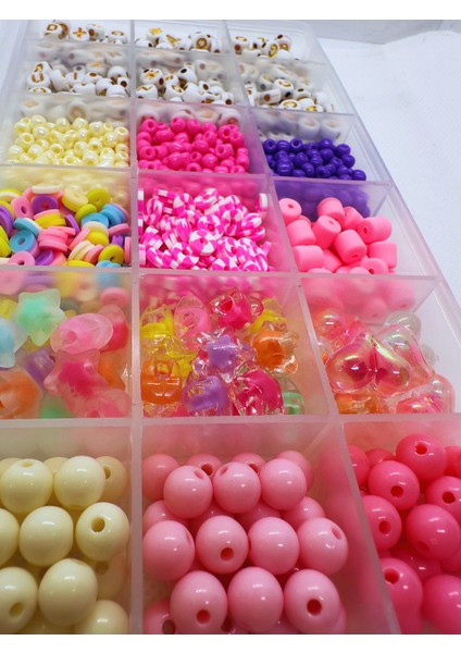 18 Gözlü Bol Harfli Eğlenceli Boncuk Seti Takı Yapım Seti modelleri