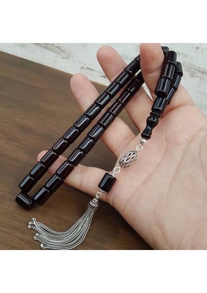 Gümüş Püskül Havşa Delim Oval Kesme Sıkma Kehribar