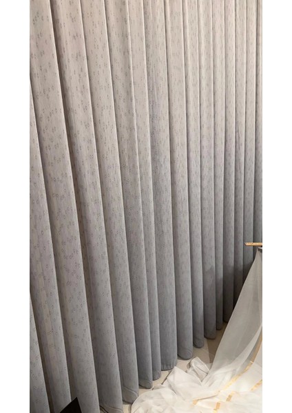 Nivemeshome Mızraklı FIR0914 AR03102 V-105 Gri 1/2,5 Sık Pileli Tül Perde Apm