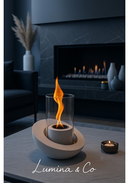 Masaüstü Beton Şömine – Kumlama Antik Beyaz