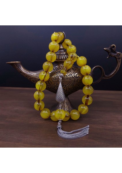Maskot Sarı Küre Sıkma Kehribar Tesbih