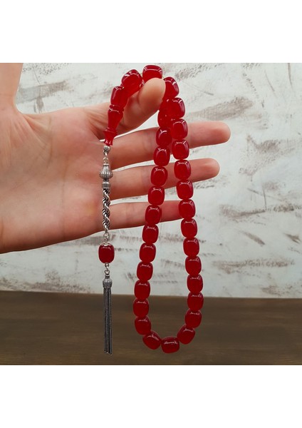 Gümüş Püskül Vişne Blok Zar Kehribar