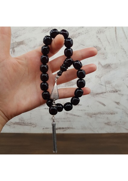 Gümüş Püskül Koyu Bordo Maskot Sıkma Kehribar Tesbih modelleri