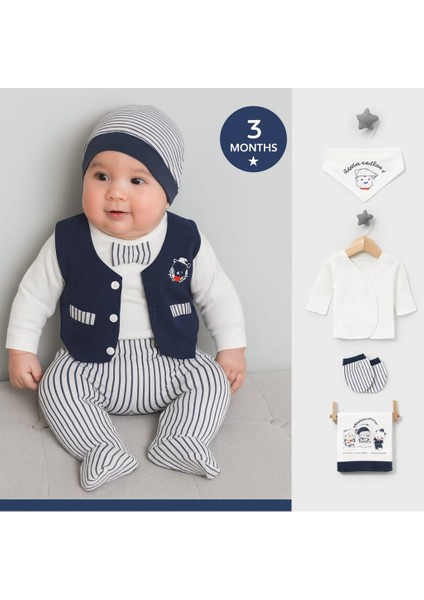 0-3 Ay Bebeklere Organik My Little Bear Nakışlı 10 Lu Hastane Çıkış Zıbın Seti