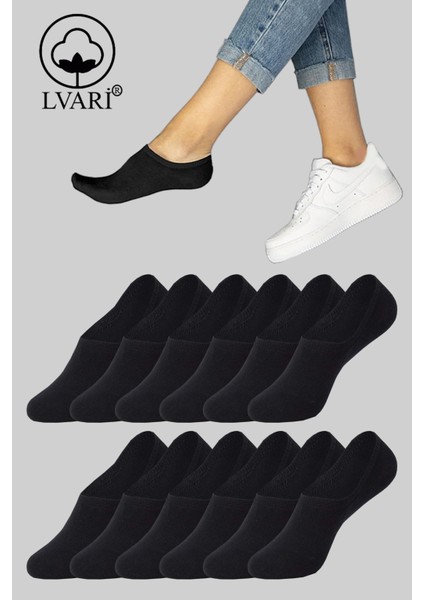 12 Çift Pamuklu Erkek Sneaker Patik Çorap Siyah