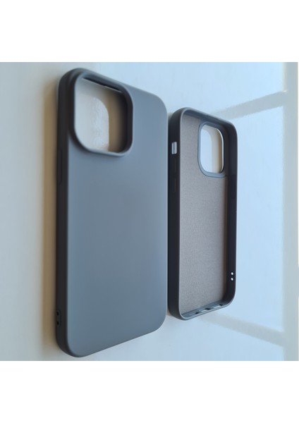 İphone 14 Pro Max (6.7) ile Uyumlu Logosuz Lansman Içi Süet Silikon Kılıf