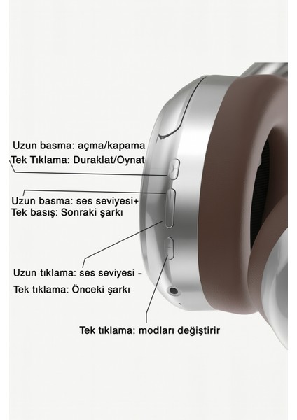 Kablosuz Kulaküstü Gümüş kahverengi Bluetooth Kulaklık Stereo-Mikrofon-Aux HK-033 indirimleri