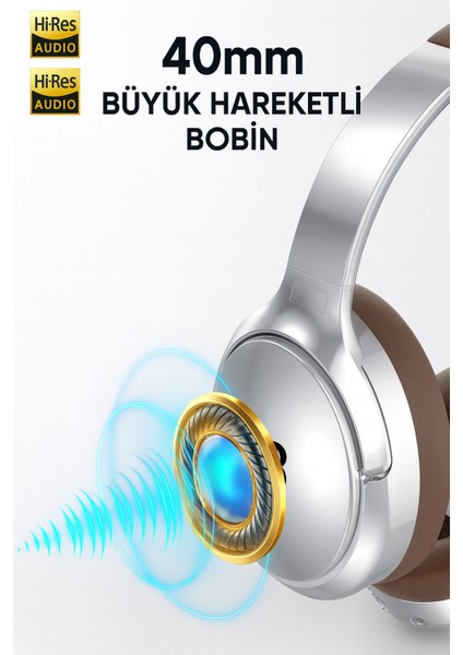 Kablosuz Kulaküstü Gümüş kahverengi Bluetooth Kulaklık Stereo-Mikrofon-Aux HK-033 modelleri