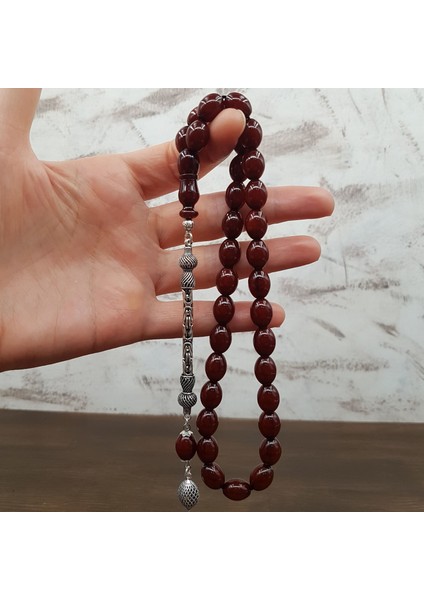 Gümüş Püskül Arpa Kesim Sıkma Kehribar Tesbih fiyatları