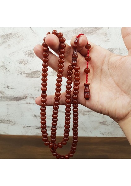 99 Habbe Açık Kahve Sıkma Kehribar Namaz Tesbihi