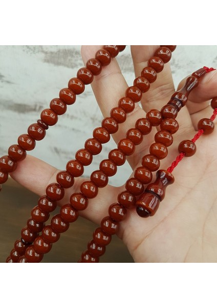 99 Habbe Açık Kahve Sıkma Kehribar Namaz Tesbihi fiyatları