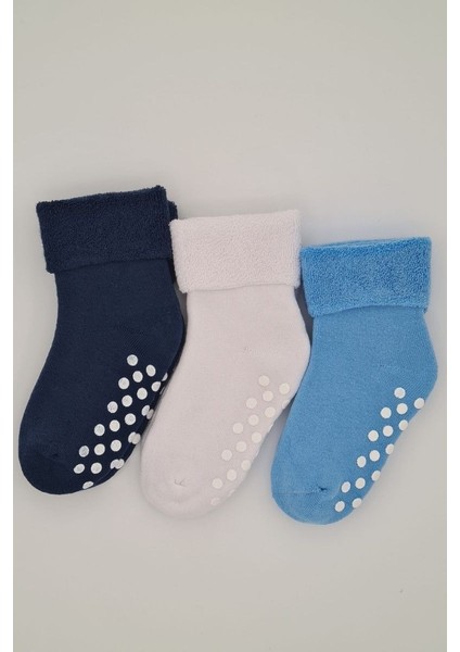 3 Çift Havlu Pamuklu Kaydırmaz Taban Kışlık Erkek Çocuk ve Bebek Soket Çorap