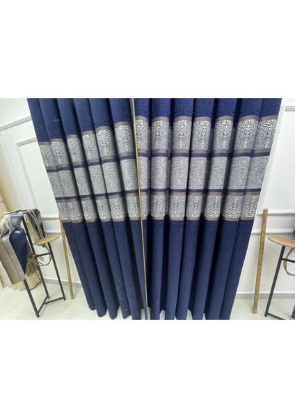 Nivemeshome FT672069 V-530 Funda Lacivert 1/3 Sık Pileli Fon Perde Apm modelleri