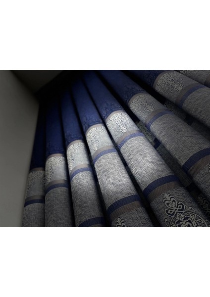 Nivemeshome FT672069 V-530 Funda Lacivert 1/3 Sık Pileli Fon Perde Apm