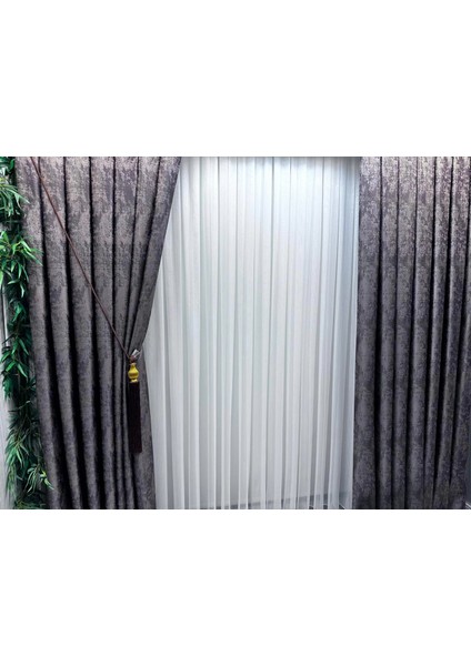 Nivemeshome Sedef 1811 1/2,5 Sık Pileli Çizgili Tül Perde Apm
