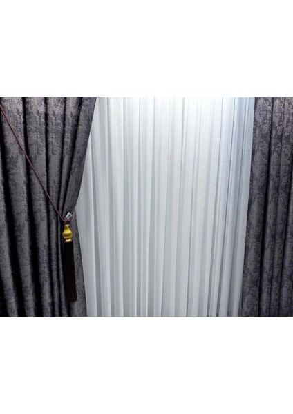 Nivemeshome Sedef 1811 1/2,5 Sık Pileli Çizgili Tül Perde Apm fırsatları