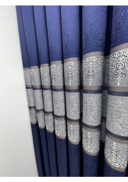 Nivemeshome FT672069 V-530 Funda Lacivert 1/3 Sık Pileli Fon Perde Apm