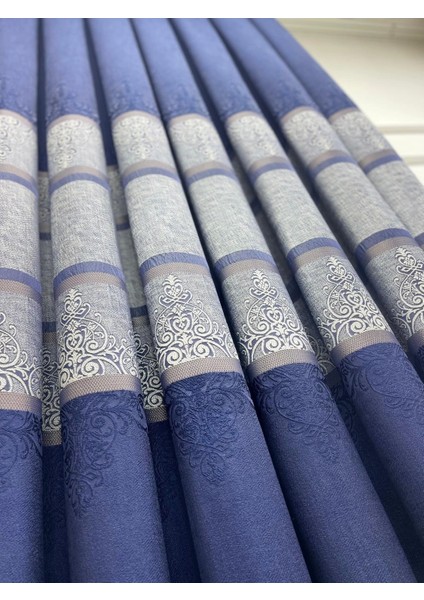 Nivemeshome FT672069 V-530 Funda Lacivert 1/3 Sık Pileli Fon Perde Apm