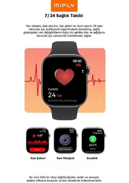 Mıfly S10 Pro Sıyah Akıllı Saat modelleri