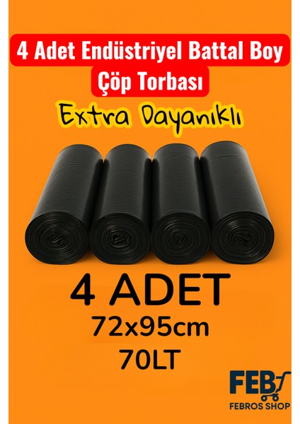 70 Lt ( 4 Paket ) Avantaj Paket Endüstriyel Çöp Poşeti Battal Boy Çöp Poşeti Çöp Torbası 40 Adet