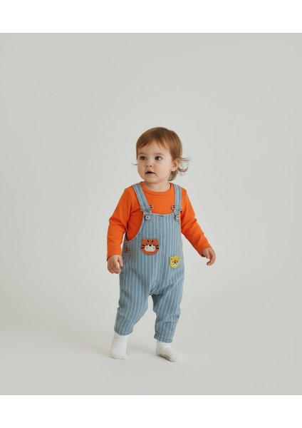 Çizgili Tiger Salopet Bebek 2'li Takım