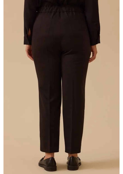 Kadın Büyük Beden Tek Düğmeli Düz Paça Pantolon - Siyah fiyatları