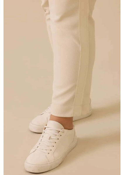 Kadın Büyük Beden Fitilli Bilek Boy Pantolon - Bej indirimleri