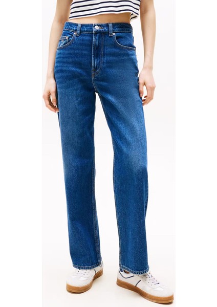 Kadın Layla Slim Fit Yüksek Bel Düz Paça Jean Pantolon - Mavi