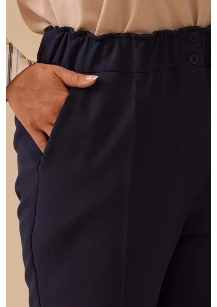 Gala-Xi Büyük Beden Elastik Bel Bilek Boy Pantolon Lacivert fırsatları