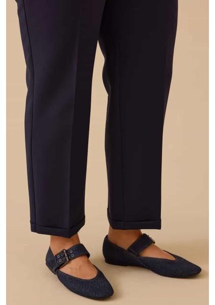 Gala-Xi Büyük Beden Elastik Bel Bilek Boy Pantolon Lacivert indirimleri