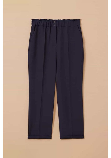 Gala-Xi Büyük Beden Elastik Bel Bilek Boy Pantolon Lacivert