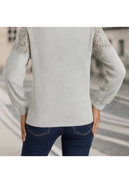 Mdb Kadın Uzun Kollu V Yakalı Dantelli Waffle Bluz modelleri