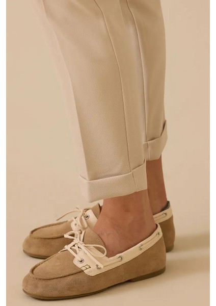 Kadın Lena Havuç Kesim Pantolon - Bej fırsatları