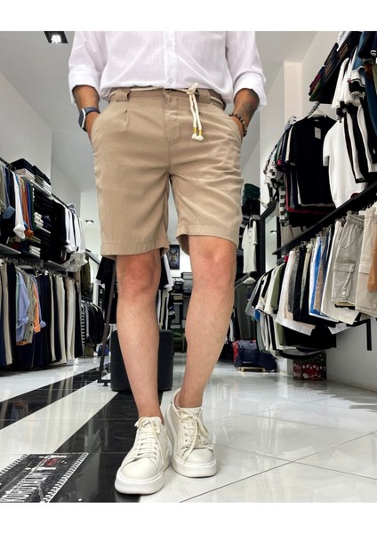 Modal Kemer Detaylı Erkek Şort