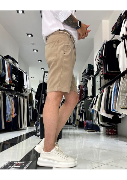 Modal Kemer Detaylı Erkek Şort
