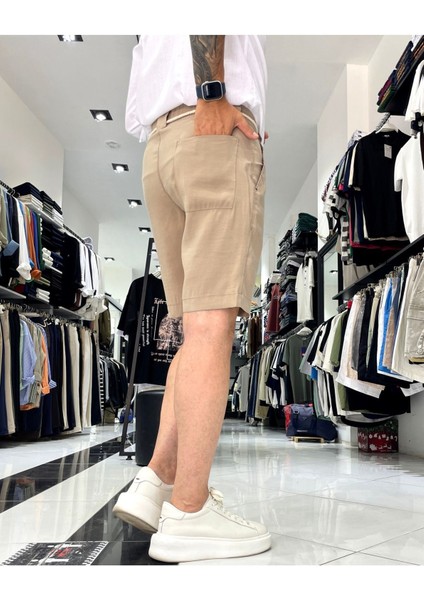 Modal Kemer Detaylı Erkek Şort
