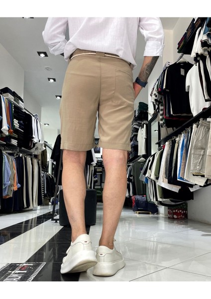 Modal Kemer Detaylı Erkek Şort