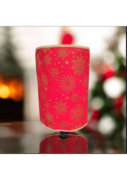 Snowy Kırmızı Yeniyıl Yaldızlı Kar Tanesi Desenli Damacana Kılıfı Sebil Koruma Saklama Örtüsü