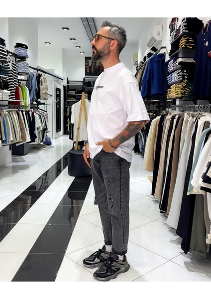 Manques Nakışlı At Figürlü Oversize Erkek T-Shirt