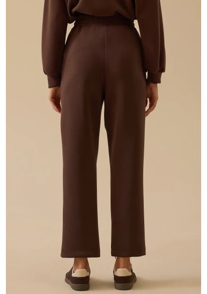 Kadın Elastik Bel Bağcıklı Şerit Detaylı Pantolon - Kahverengi fiyatları