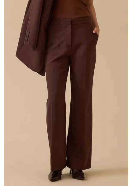 Kadın Ispanyol Paça Klasik Pantolon - Kahverengi