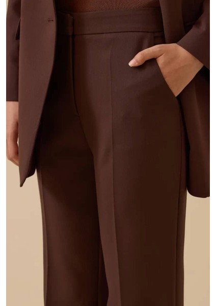 Kadın Ispanyol Paça Klasik Pantolon - Kahverengi fırsatları