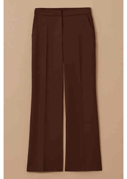 Kadın Ispanyol Paça Klasik Pantolon - Kahverengi indirimleri