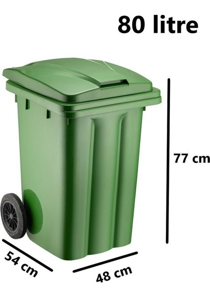 SY-6502 Tekerlekli Kapaklı Plastik Çöp Konteyneri 80 Lt Yeşil fiyatları
