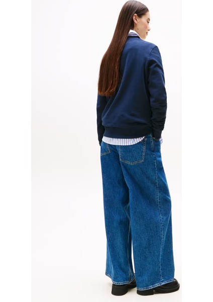 Kadın Regular Fit Nakış Logolu Sweatshirt - Lacivert modelleri