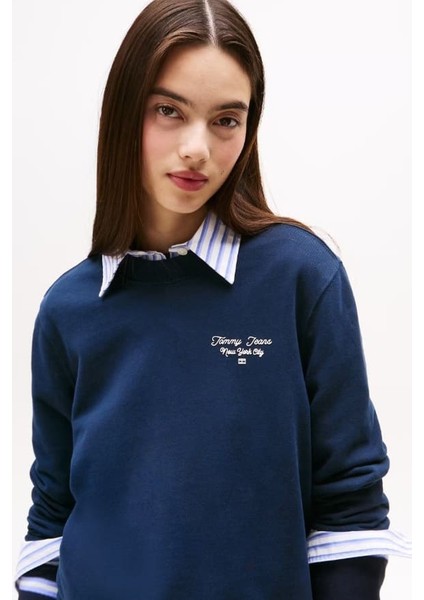 Kadın Regular Fit Nakış Logolu Sweatshirt - Lacivert fırsatları