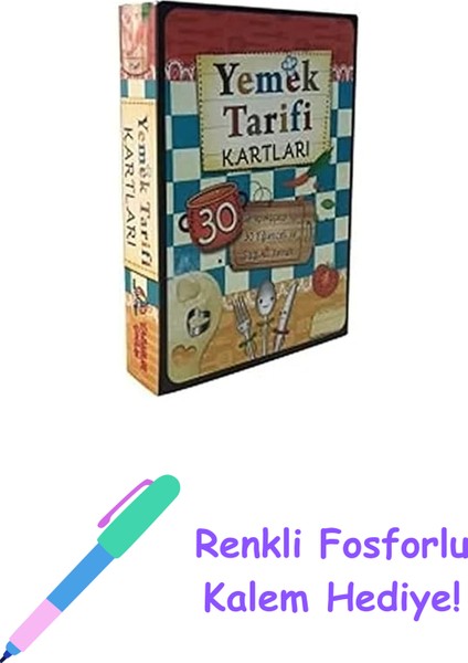 Yemek Tarifi Kartları (30 Kart): Genç Aşçılar Için 30 Eğlenceli ve Sağlıklı Yemek + Renkli Fosforlu Kalem
