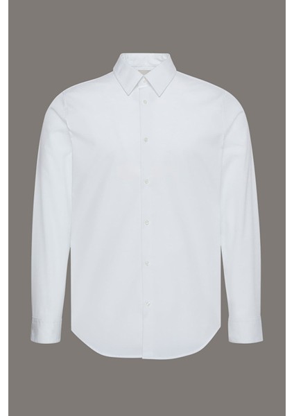 Erkek Slim Fit Supima Pamuklu Klasik Gömlek - Beyaz