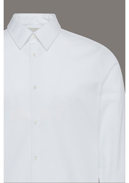 Erkek Slim Fit Supima Pamuklu Klasik Gömlek - Beyaz modelleri