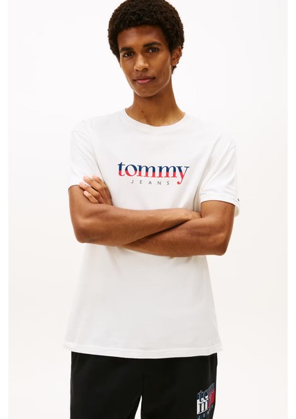 Erkek Logo Baskılı Kısa Kollu Tişört – Beyaz